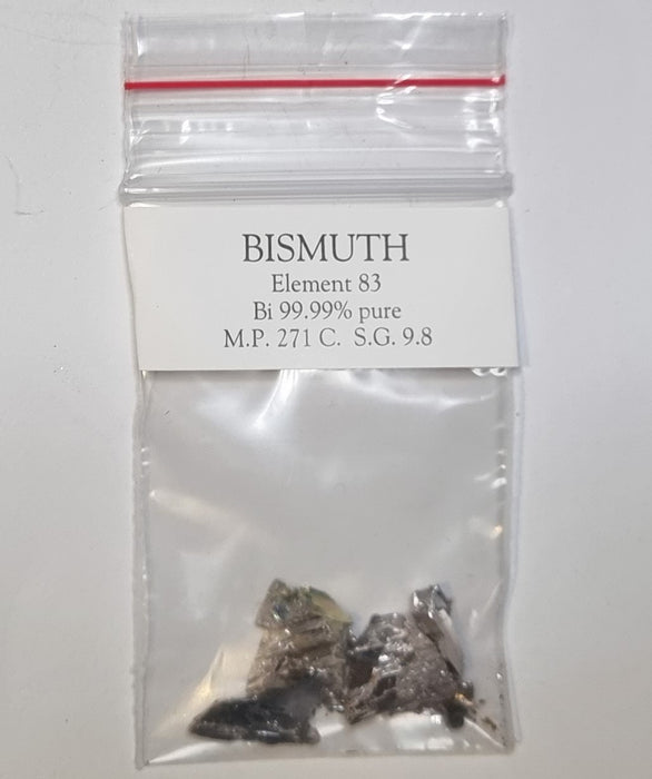 Bismuth Metal Chunks 10 Gram Sample Bag