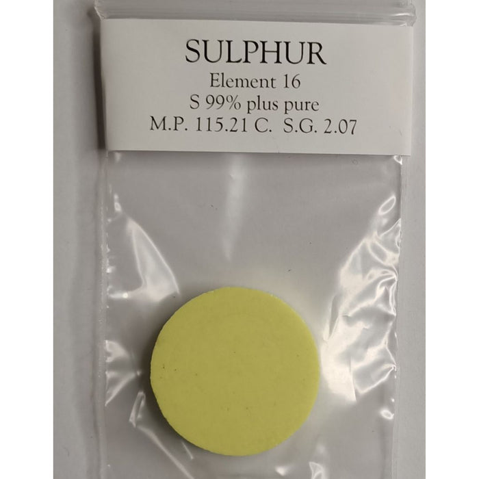 Sulphur Disk 27mm (for Element Collectors and Teaching Aid)