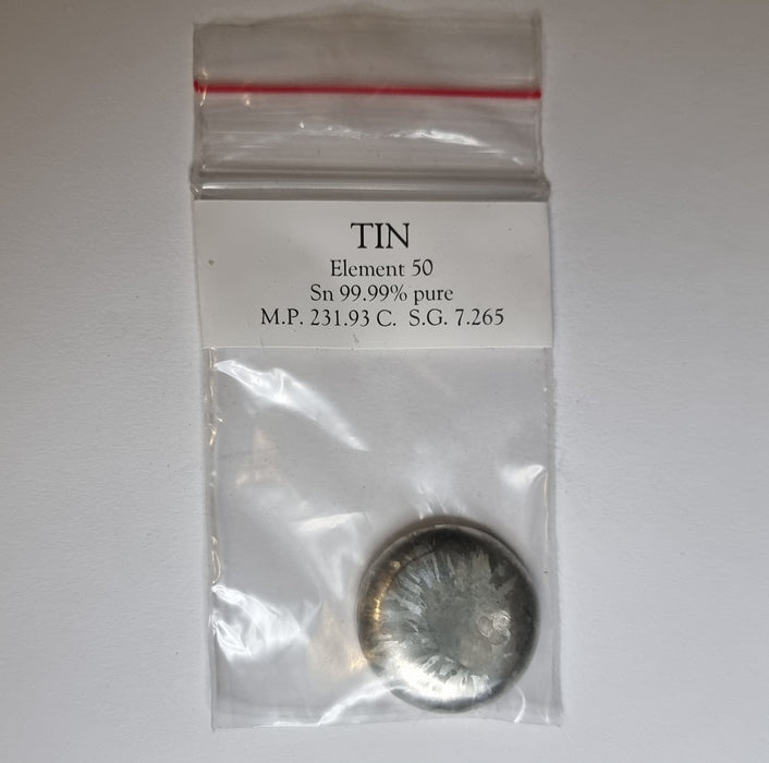 Macro Etched Tin Metal Disk (Crystalline Structure)